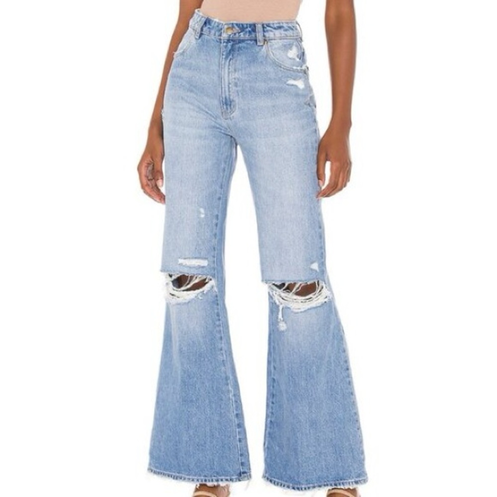 ROLLA'S Light Blue Distressed Wide Leg Jeans